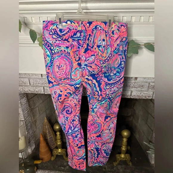 Lilly Pulitzer Kelly Ankle Pants size 8 drop me a lime print - Picture 2 of 3